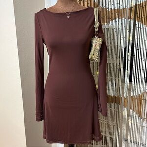 Elegant Brown Long Sleeve Dress